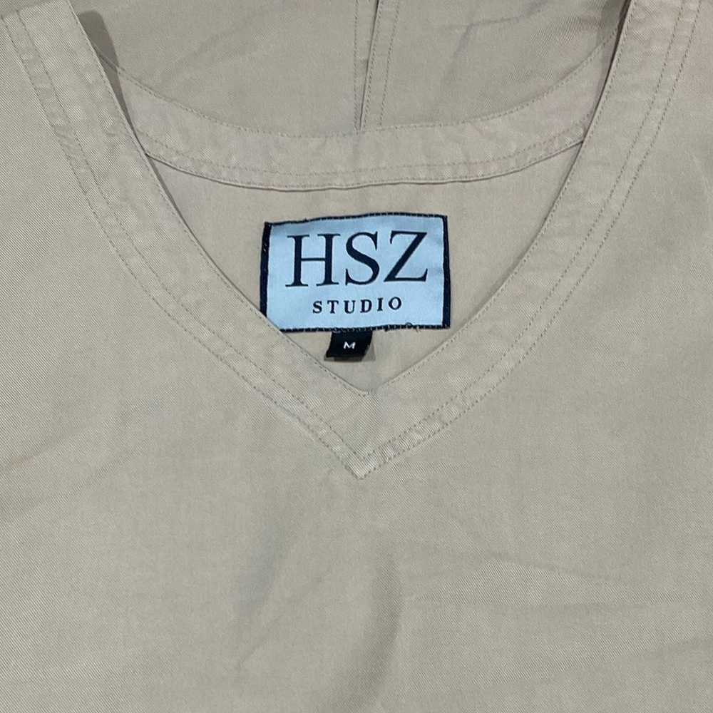 HSZ Studio Khaki Utility Midi Dress Y2K Minimalist Sleeveless M - Picture 3 of 4